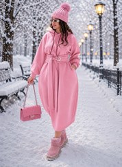 تصویر هودی بلند زنانه کد 3152 سایز بزرگ طوسی 
