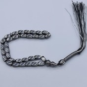 تصویر تسبیح سنگی حدید صینی (چینی) 33 دانه تراش چهارگوش سایز کوچک 