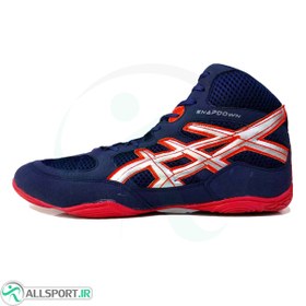 تصویر کفش کشتی طرح اصلی اسیکس Acics fighting shoes Navy Blue Red 