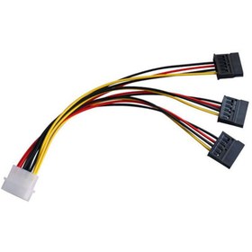 تصویر کابل تبدیل 1 به 3 Molex به SATA دی نت D-NET 4 Pin Molex to 3 SATA Power Adapter