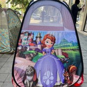 تصویر چادر بازی کودک طرح سوفیا رنگ قرمز مدل فنری 