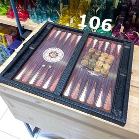 تصویر تخته نرد چرمی طرح وینگه MDF کد ۱۰۶ MDF backgammon and chess 106