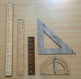 تصویر ست گونیا،نقاله،خط کش ویژه افراد نابینا 