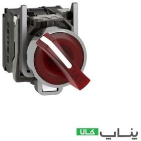 تصویر کلید سلکتوری یک طرفه فلزی ماندگار اشنایدر چراغ دار 0-1 XB4BK124B5 