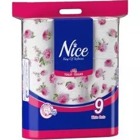 تصویر دستمال توالت 9 قلو ۴ لایه نایس Nice 4 Layer 9 Roll Toilet Paper