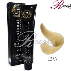 تصویر رنگ مو کد 3-12 رنگ طلایی پلاتینه حجم 120 میل آوایی Awaii hair color, code 12-3, volume 120 ml, platinum golden color