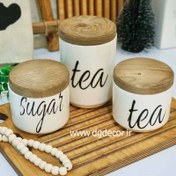 تصویر بانکه سرامیکی درب چوبی قهوه ای 