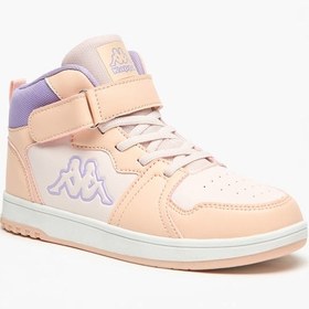 تصویر کفش ورزشی دخترانه با طراحی رنگی و ساق بلند و قفل چسبی برند kappa Girls' Colourblock High Top Sneakers with Hook and Loop Closure