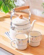 تصویر کتری و لیوان لعابی آجار مدل 7781 