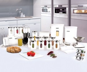 تصویر سرویس آشپزخانه گرد سفید 21 پارچه لیمون با درب شفاف limon 21 Pcs Round Kitchen Set With Transparent door