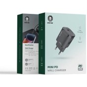 تصویر مینی آداپتور 20 وات تک پورت تایپ سی گرین Green Lion Mini PD Wall Charger 20W PD مدل GN20PDEUWCBK 