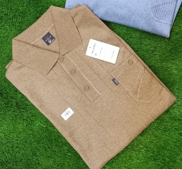 تصویر بلوز مردانه یقه دار سه دکمه xxxL لی موند تریکو( بافت) - کرم نخودی 