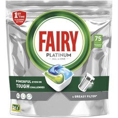 تصویر قرص ماشین ظرفشویی 75 عددی فیری مدل platinum all in one fairy 75dishwasher capsules model platinum all in one