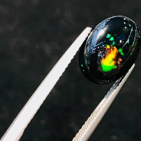 تصویر نگین اپال مشکی تراش اوال اصل سایز 9*13 