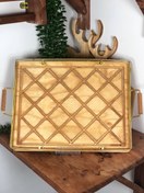 تصویر سینی چوبی دسته فلزی 