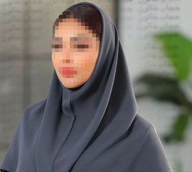 تصویر مقنعه ساده کرپ رنگ آبی طوسی قد 100 