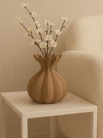 تصویر گلدان تکسچری رو میزی شیک جدید و جذاب کد 888 - سبز خاکی 