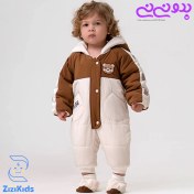 تصویر کاپشن سرهمی زیزی کیدز مدل خرس کوچولو رنگ قهوه‌ای 