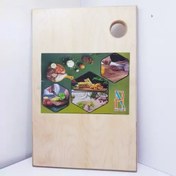 تصویر تخته گوشت چوبی بامبو خارجی طرح بزرگ بسیار با کیفیت قابل شست و شو عالی و درجه یک مدل HAND ART 