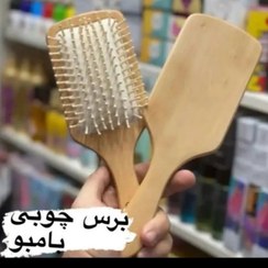 تصویر برس چوبی بامبو ضد موخوره و شوره سایز بزرگ 