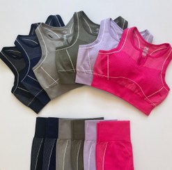 تصویر ست ورزشی زنانه نیمتنه و لگ سیملس کد 194 رنگ مشکی 