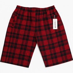 تصویر شلوارک مردانه نخی چهارخانه قرمز 