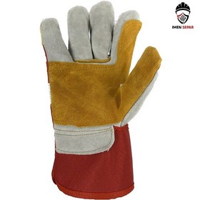 تصویر دستکش ایمنی چرمی کف دوبل 