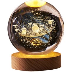 تصویر چراغ خواب مدل گوی شیشه ای طرح منظومه شمسی Solar system design glass ball night light