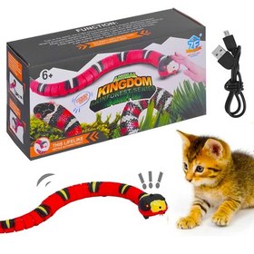 تصویر اسباب بازی مار متحرک شارژی گربه + فیلم spinning snake cat toy