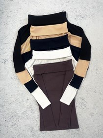 تصویر بلوز یقه قایقی - کرم 