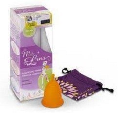 تصویر کاپ قاعدگی مدل کلاسیک ساقه ای سایز متوسط رنگ نارنجی ملونا Meluna Menstrual Cup Medium Size orange