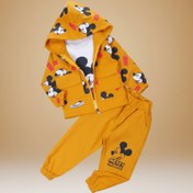 تصویر ست بچگانه پسرانه میکی موس سه تکه شامل بلوز، شلوار و هودی 