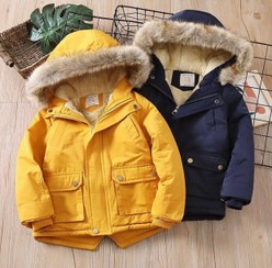 تصویر کاپشن کلاه خزدار دو جیب جلو 