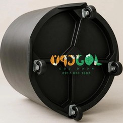 تصویر گلدان استوانه‌ای فایبرگلاس چرخ‌دار - قطر ۳۵، ارتفاع ۵۵ سانتی‌متر Cylindrical fiberglass vase with wheels - diameter 35, height 55 cm