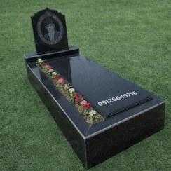 تصویر سنگ قبر باکس دار گلخانه ای گرانیت مشکی براق کد 40 