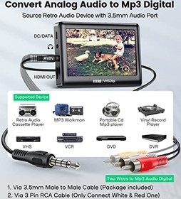 تصویر تبدیل VHS به دیجیتال Mp4 - پخش کننده سی دی کاست وینیل به مبدل MP3 - آداپتور جعبه ضبط صدا ویدیوی قدیمی برای پخش کننده Hi8/نوار 8 میلی متری/VHS-c/دک دوربین فیلمبرداری / مینی دی وی، جایگزینی دستگاه VHS به دی وی دی - ارسال 20 روز کاری 