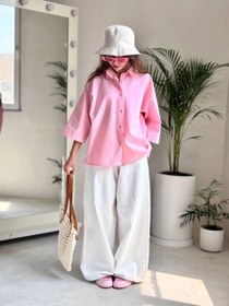 تصویر شومیز لینن باکسی رنگی 