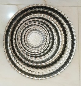 تصویر سینی پذیرایی استیل دور کنگره سایز ۳۵ 