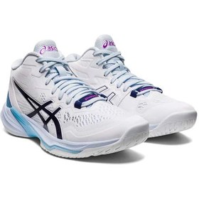 تصویر کفش والیبال اسیکس اسکای الیت سفید آبی Asics Sky Elite ff 2 White Blue 