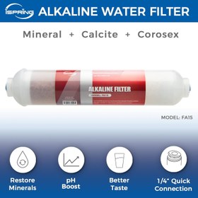 تصویر iSpring FA15 Alkaline Water Filter Cartridge for Reverse Osmosis RO System 3-Layer 10-inch Inline Quick Connect Replacement or Add-on pH Balance and Restore Minerals - ارسال 15 الی 20 روز کاری 