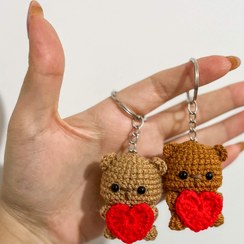 تصویر جاسوییچی خرس قلب دار دستبافت 