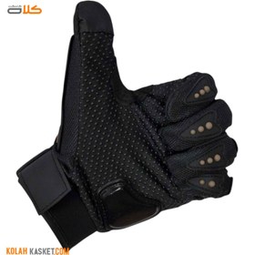 تصویر دستکش موتور سواری ضرب گیر دار ردلاین مشکی مدل 54 Redline black protective motorcycle riding gloves, model 54