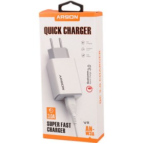 تصویر کلگی شارژر آرسون مدل AN-W3A به همراه کابل microusb Arson charger model AN-W3A