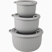 تصویر کاسه لیمون مدل دربدار پلاستیک مجموعه 3عددی - طوسی 