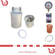 تصویر دستگاه تقطیر عرق گیری گلاب گیر با کندانسور آبی استیل 110 لیتری 