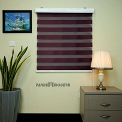 تصویر پرده زبرا طرح ساده زرشکی کد 112026 