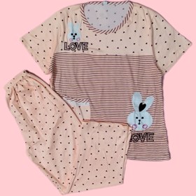 تصویر ست تیشرت شلوار زنانه عروسکی - تک رنگ / فری سایز Doll Pants T-Shirt Set