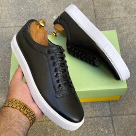 تصویر کفش روزمره مردانه چرم طبیعی کد 00239 رنگ مشکی - 4 mans leather shoes code 00239 black color