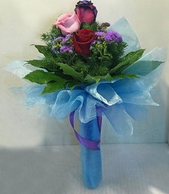 تصویر دسته گل آبی دنیا کد 968 