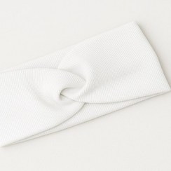 تصویر هدبند کبریتی گره ای دخترانه پنبه ای - سفید - سفید 